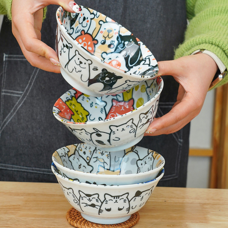 Mino Ware Cat and Dog Series Underglaze Rice Bowl – Hikari Spirits