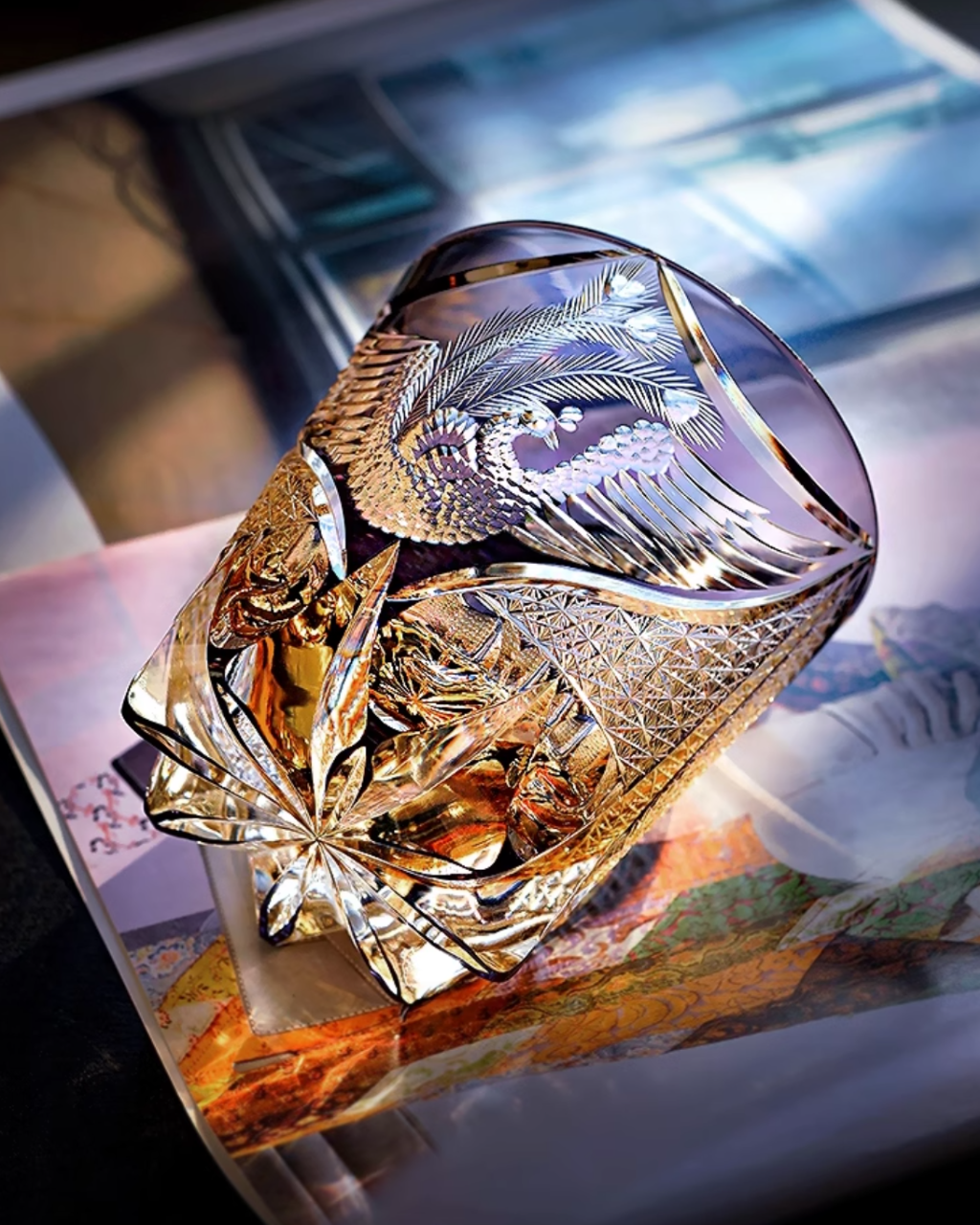 Edo Kiriko Hand-Carved The Phoenix Whiskey Glass – Hikari Spirits Edo Kiriko Hand-Carved The Phoenix Whiskey Glass – Hikari Spirits