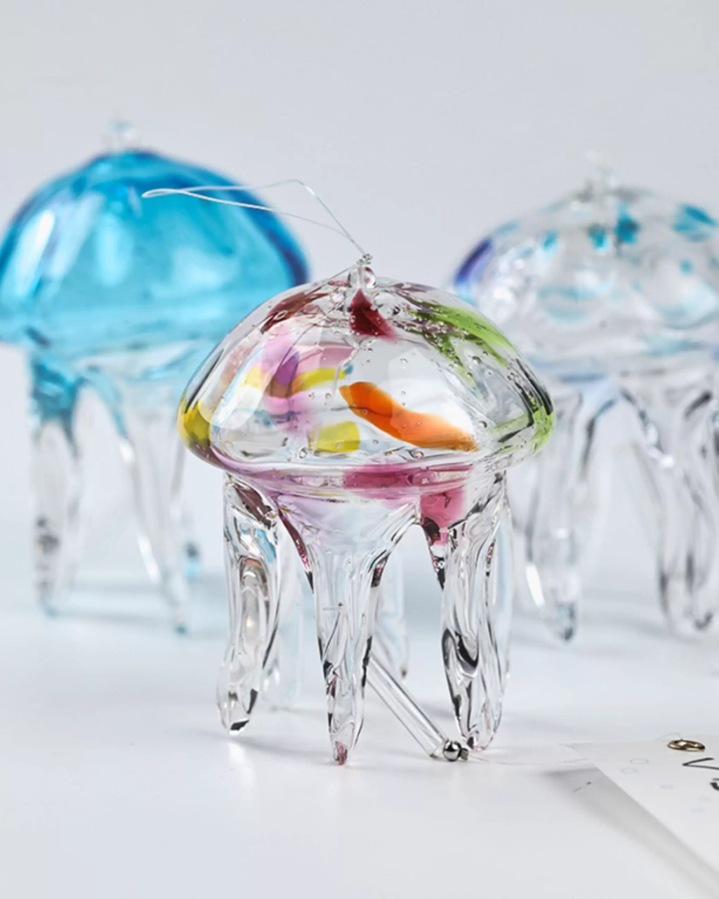 夜光貝　(ほたるガラスカフェ結様。)3点セット『ヤモリ/タツノオトシゴ/雫』 TAKU GLASS Jellyfish Wind Bell – Hikari Spirits