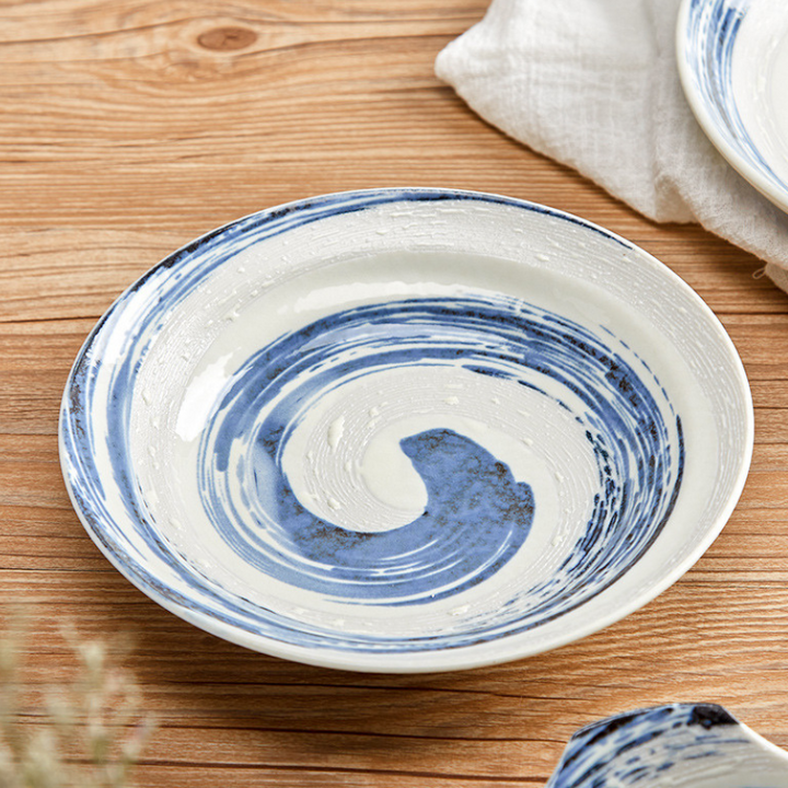 Mino Ware Funshuki Seiryuu Series Underglaze Bowl and Plate Set