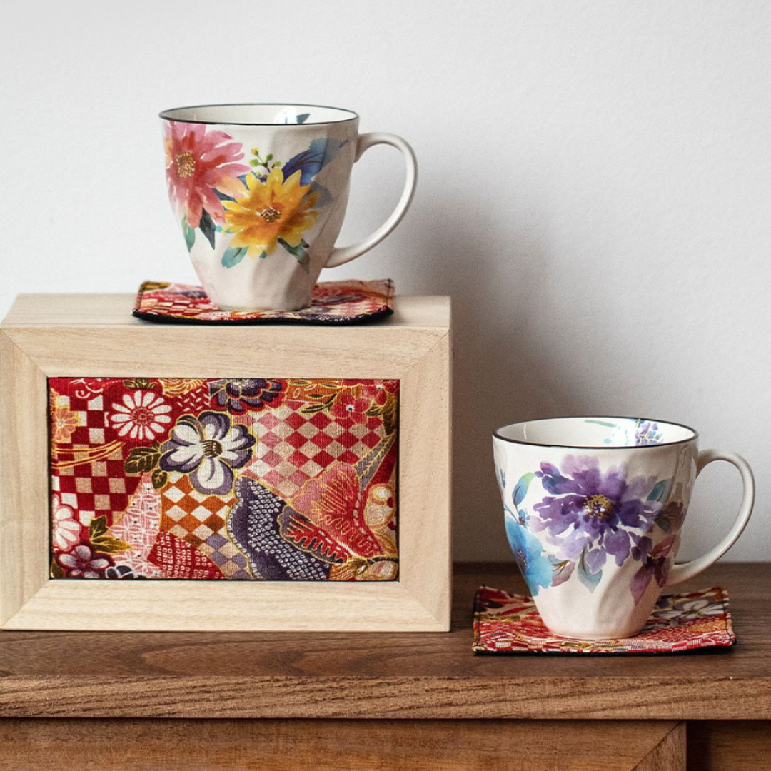 Mino Ware Floral Series Mug Gift Set