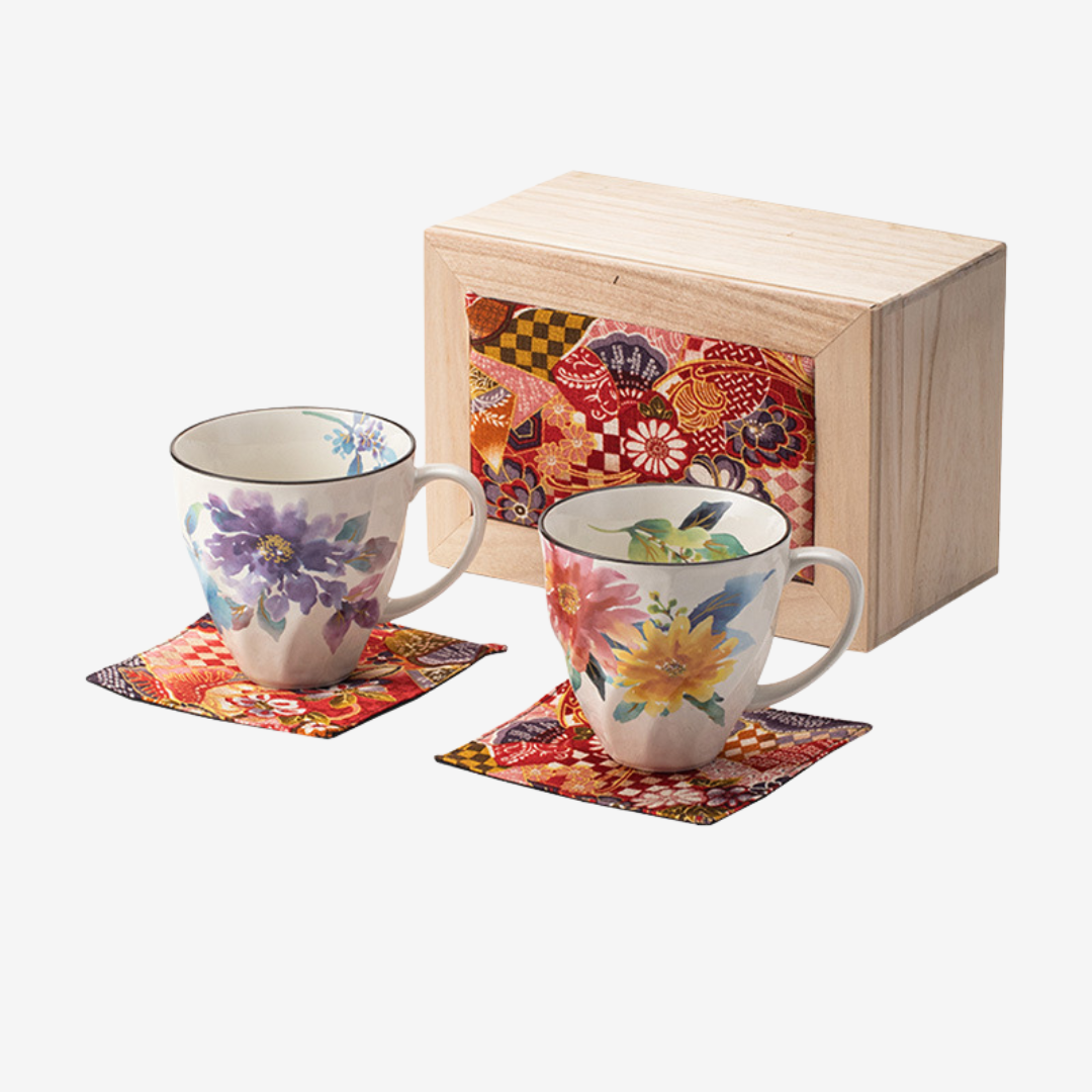 Mino Ware Floral Series Mug Gift Set