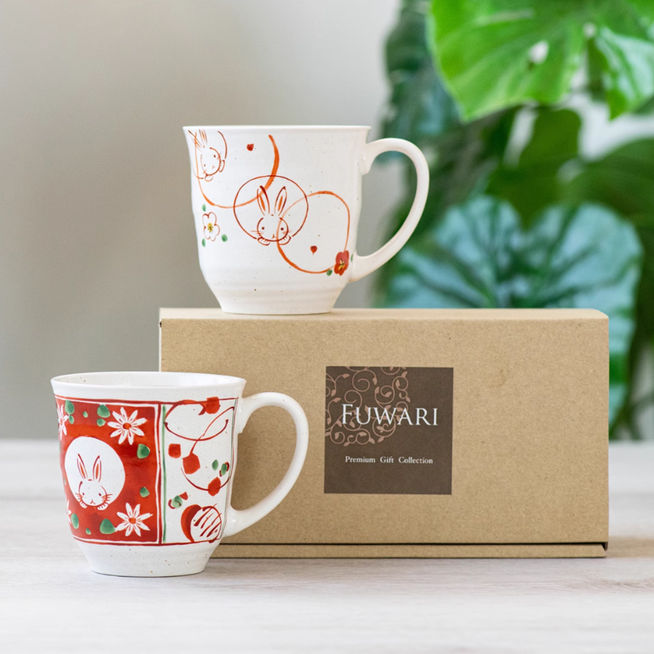 Mino Ware Wind, Flower, Snow & Rabbit Couple Mug Set – Wedding & House ...