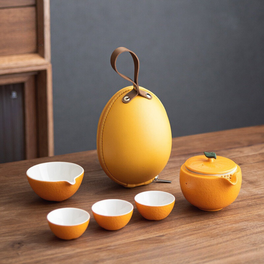 Kishi Orange Portable Tea Set