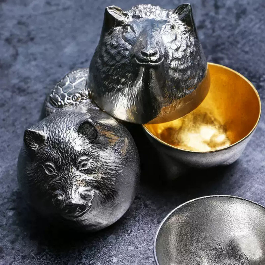 Nousaku Twelve Zodiac Pure Tin Sake Cup – Gold Leaf Edition Nousaku Twelve Zodiac Pure Tin Sake Cup – Gold Leaf Edition