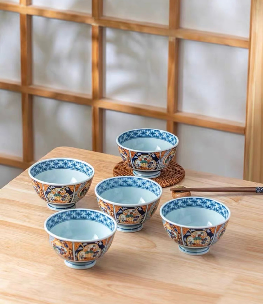 Mino Ware Imperial Floral Pattern Ceramic Bowl Set - Japanese Bowls - Hikari Spirits