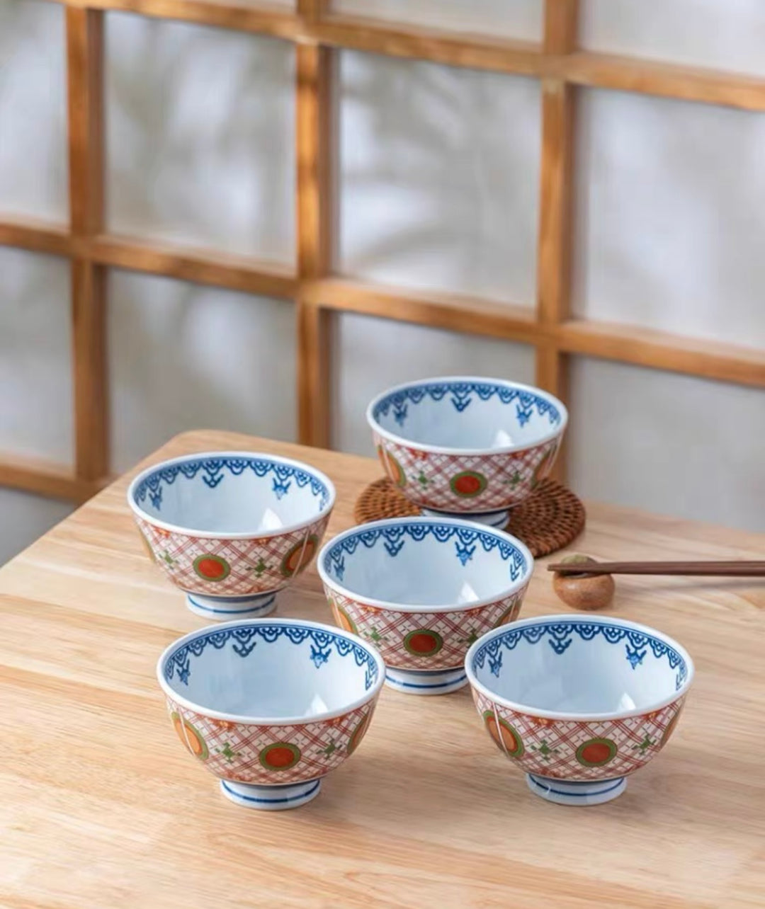 Mino Ware Imperial Floral Pattern Ceramic Bowl Set - Japanese Bowls - Hikari Spirits