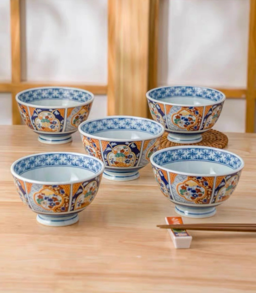 Mino Ware Imperial Floral Pattern Ceramic Bowl Set - Japanese Bowls - Hikari Spirits