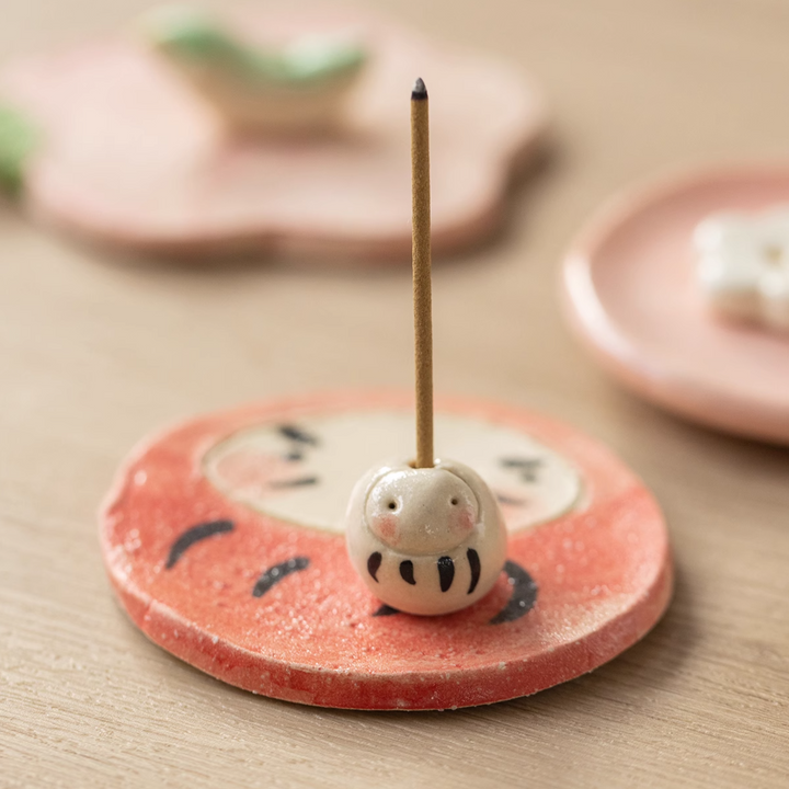 Seto Ware Daruma Handmade Clay Incense Holder - Incense Holder - Hikari Spirits