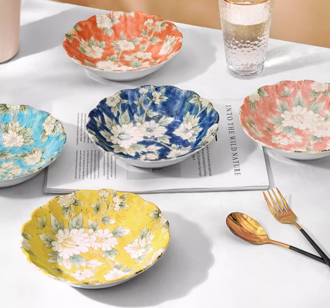 Mino Ware Hibiscus Flower Series Plate Gift Set - Plates - Hikari Spirits