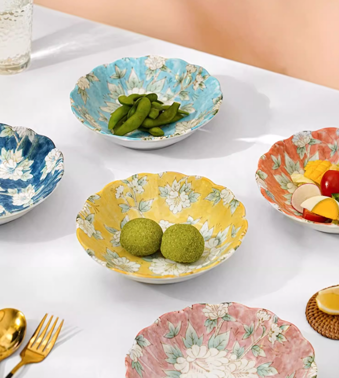 Mino Ware Hibiscus Flower Series Plate Gift Set - Plates - Hikari Spirits