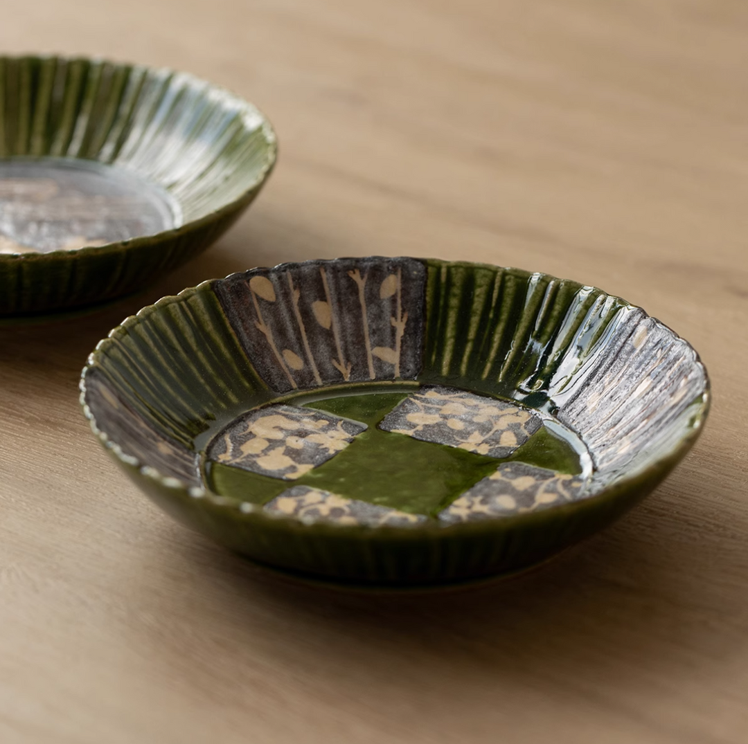 Seto Ware Green Glaze Vintage Dessert Plate - Plates - Hikari Spirits