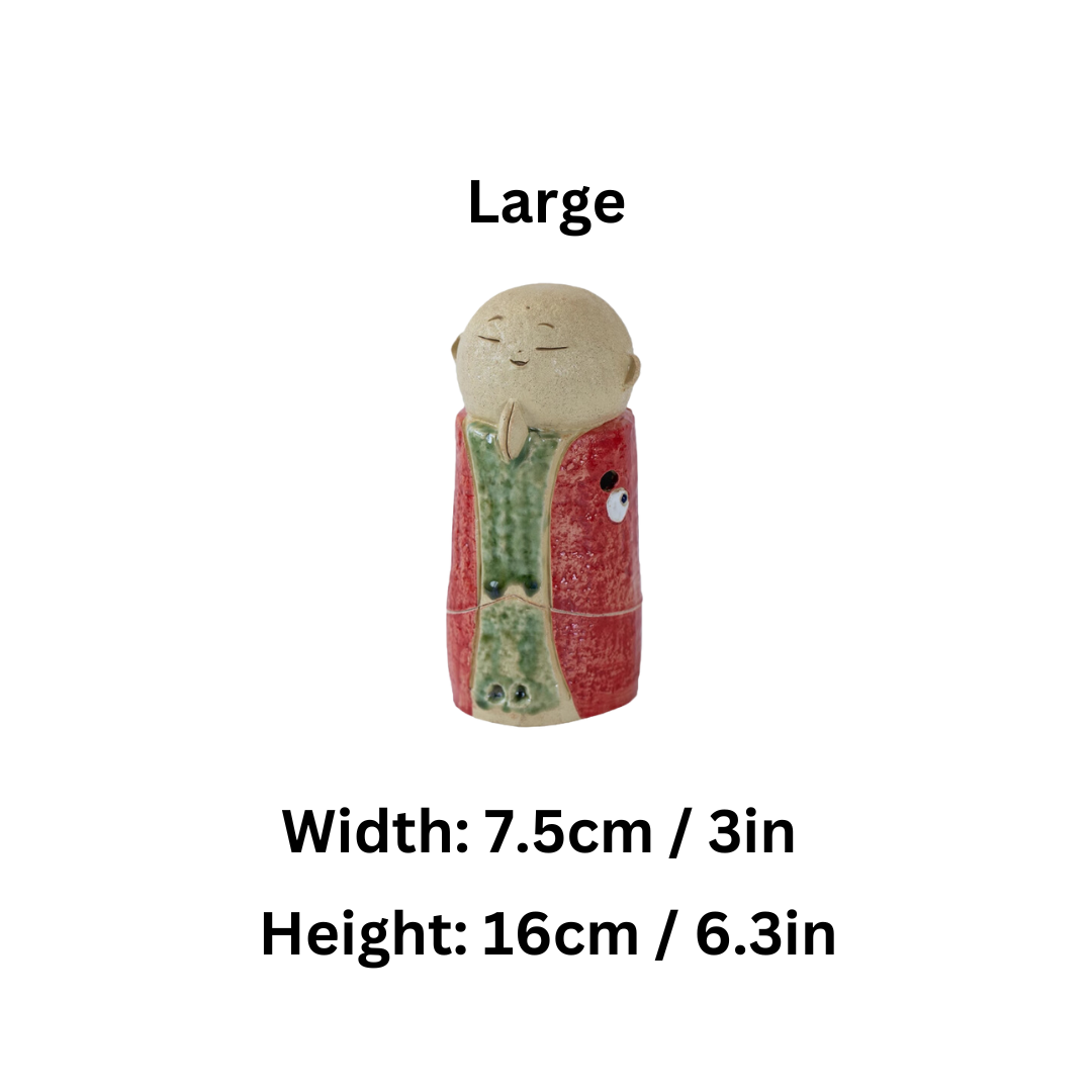 Seto Ware Handmade Rustic Clay Jizo Bodhisattva Incense Burner - Incense Holder - Hikari Spirits