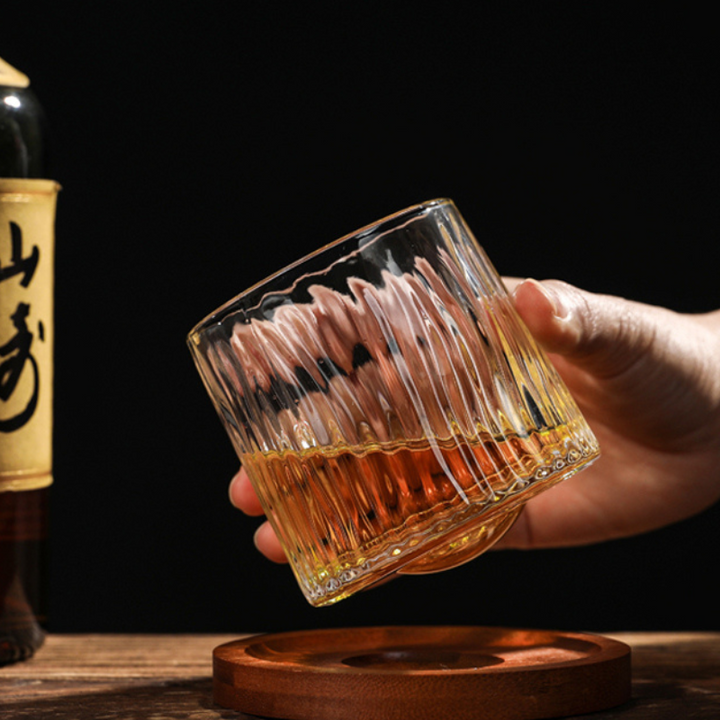 Edo Glass Handcrafted Self-Rotating Whisky Glass