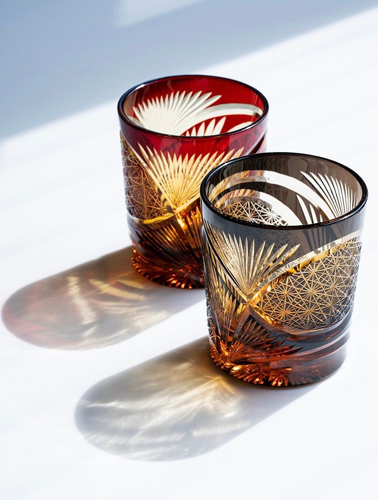 Edo Kiriko Hand-Carved Peacock Pattern Whiskey Glass – Hikari Spirits