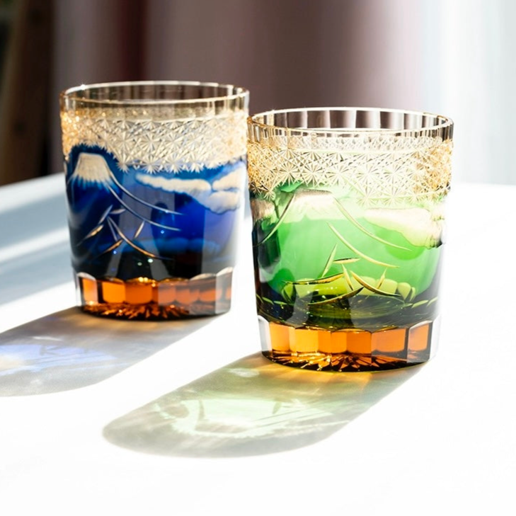 Edo Kiriko Hand-Carved Mount Fuji Whiskey Glass – Hikari Spirits