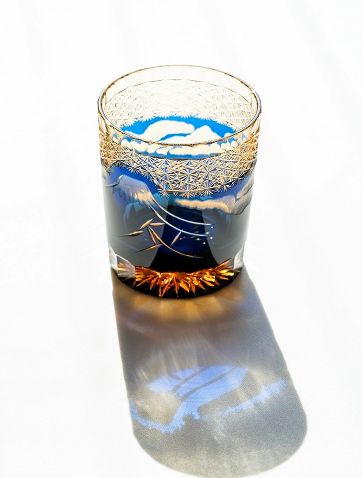 Edo Kiriko Hand-Carved Mount Fuji Whiskey Glass - Whisky Glasses - Hikari Spirits