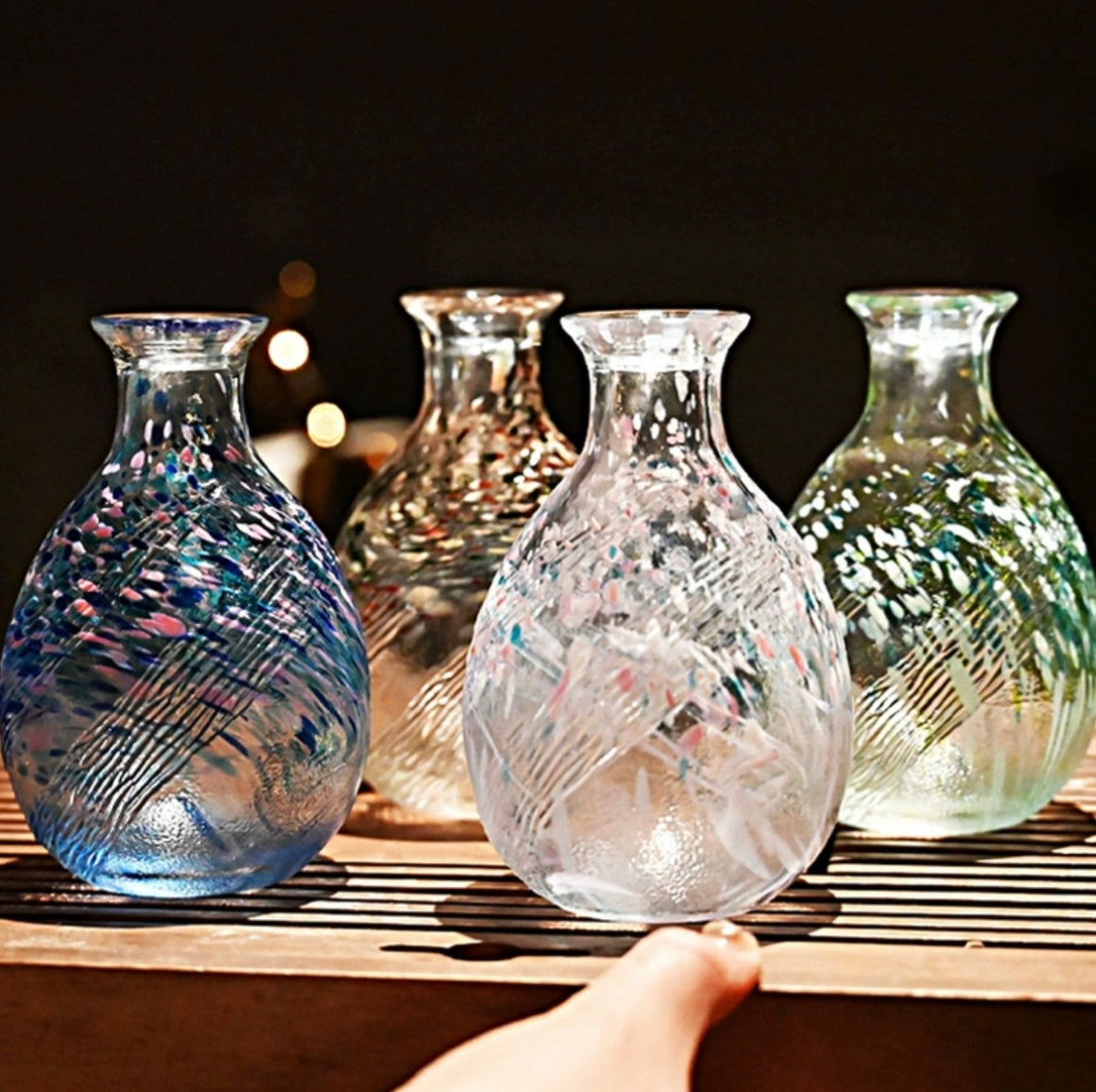 Toyo-Sasaki Four Seasons Colored Glass Sake Set – Hikari Spirits