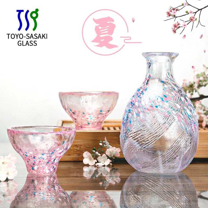 Toyo-Sasaki Four Seasons Colored Glass Sake Set - Japanese sake cup - Hikari Spirits