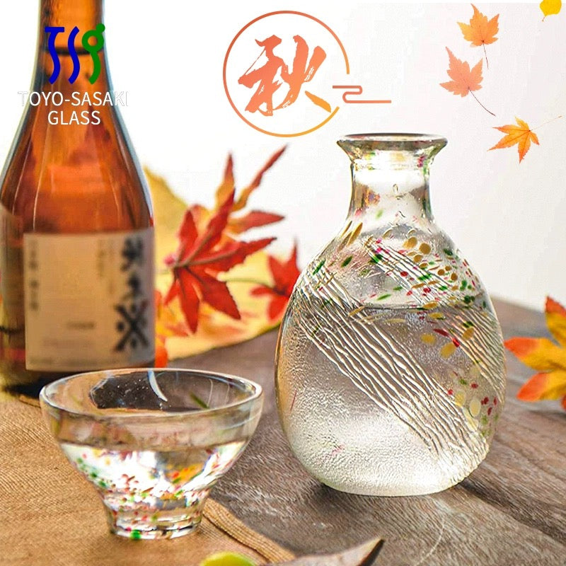 Toyo-Sasaki Four Seasons Colored Glass Sake Set - Japanese sake cup - Hikari Spirits