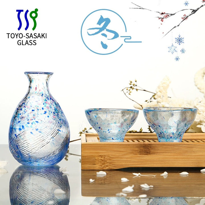 Toyo-Sasaki Four Seasons Colored Glass Sake Set - Japanese sake cup - Hikari Spirits