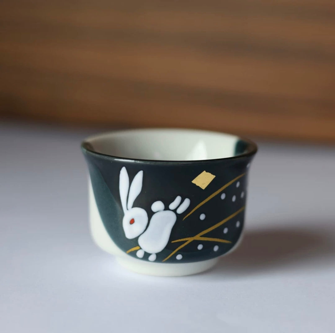 Sake Two Rabbit Kutani Ware Hand-Painted Running Rabbit Sake Set – Hikari Spirits
