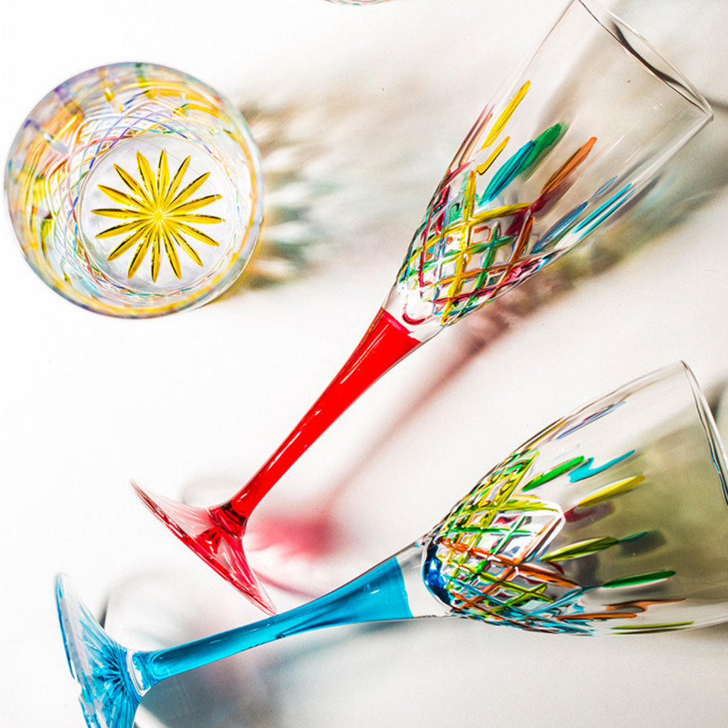 ZECCHIN Murano Colored Crystal Champagne Glass – Hikari Spirits