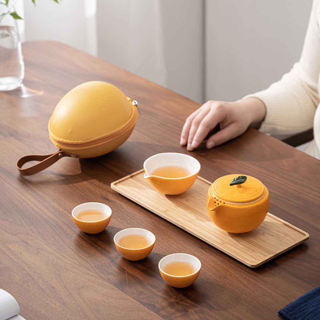 Kishi Orange Portable Tea Set