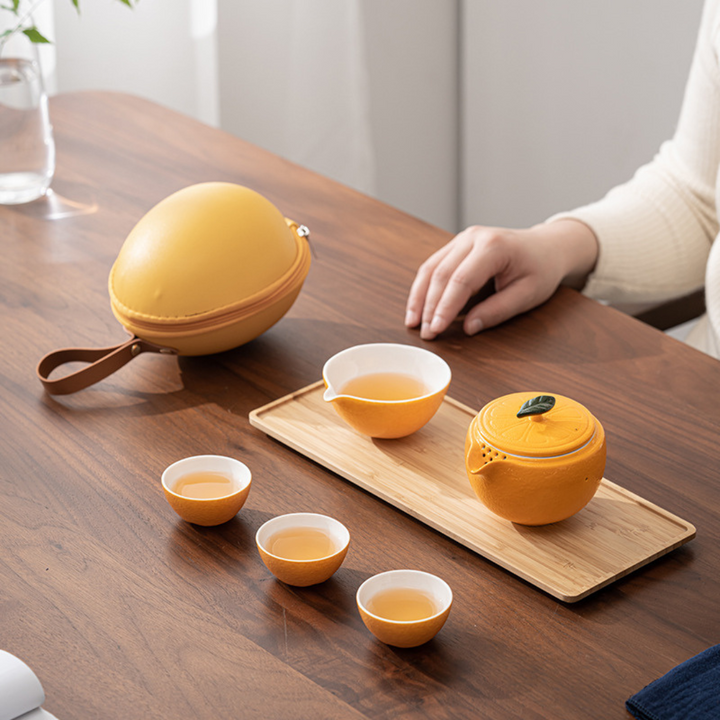 Kishi Orange Portable Tea Set