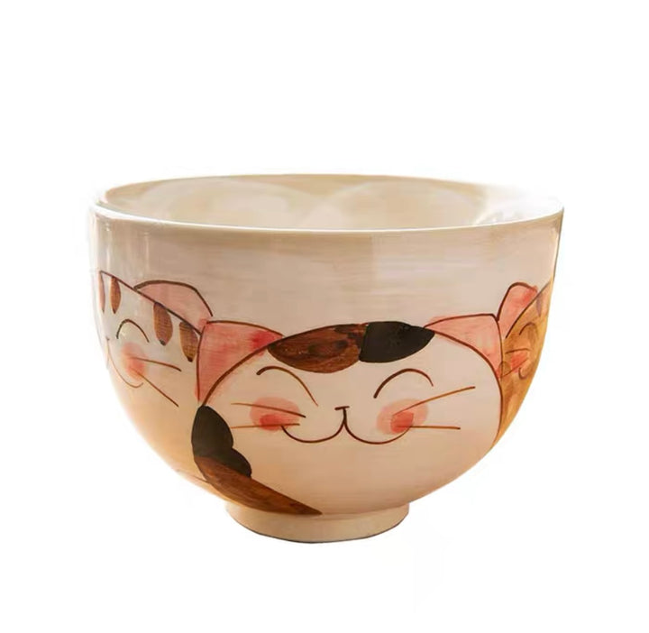 Arita-Yaki Lucky Beckoning Cat Ceramic Bowl - Japanese Bowls - Hikari Spirits