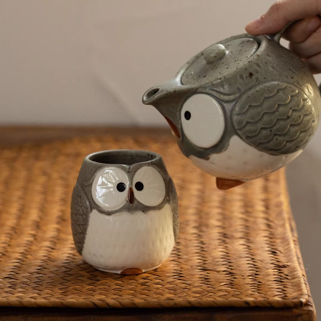 Mino Ware Owl Tea Set