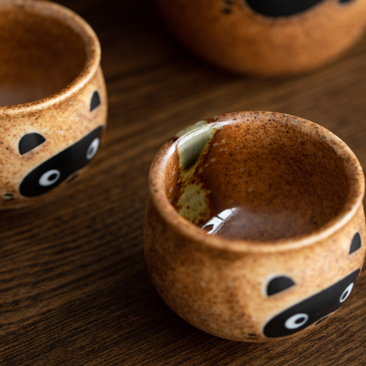 Shigaraki Ware Tanuki Sake Set