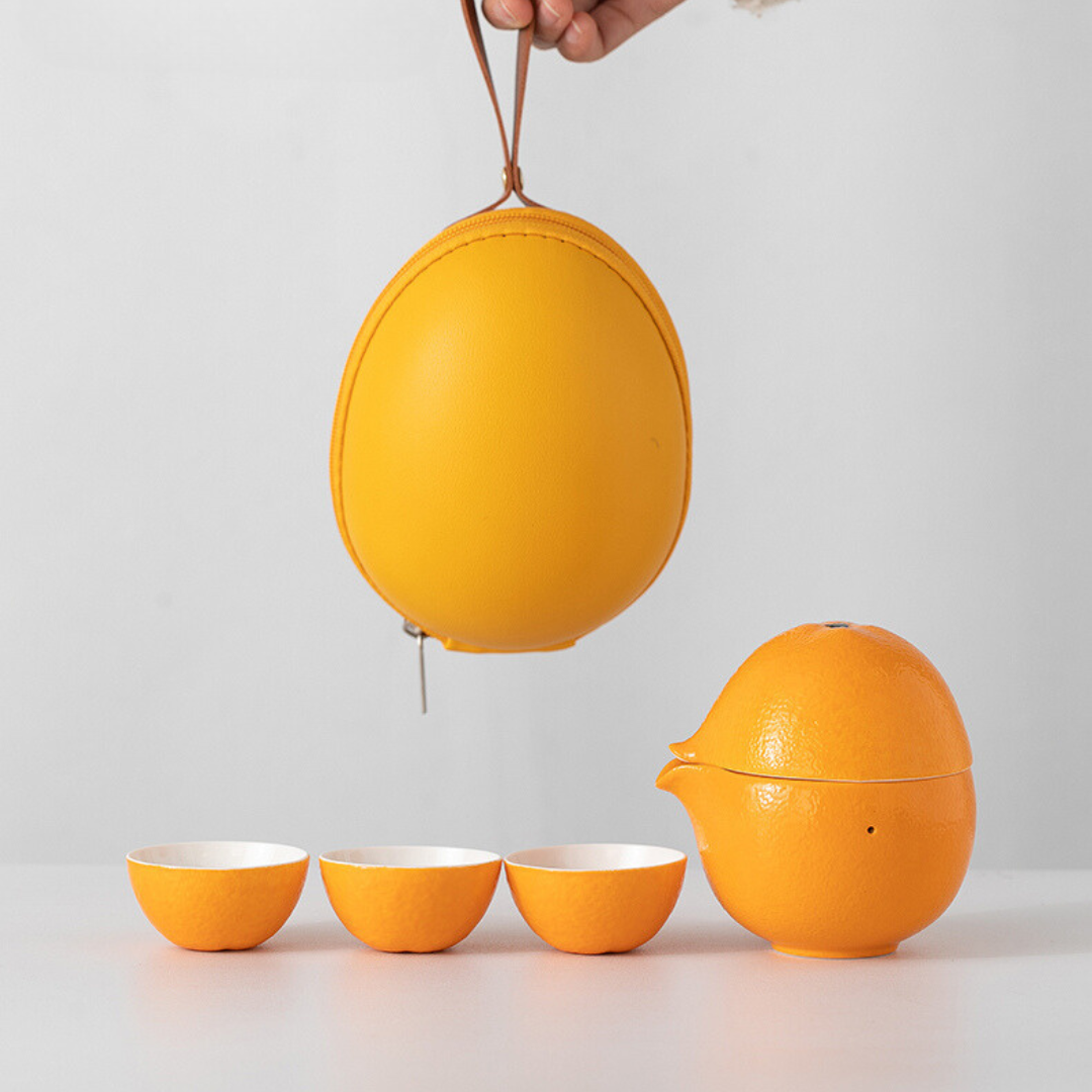 Kishi Orange Portable Tea Set