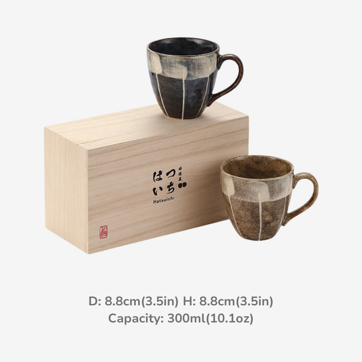 Mino Ware Orimono Tsubaki Hana Couple Mug Set