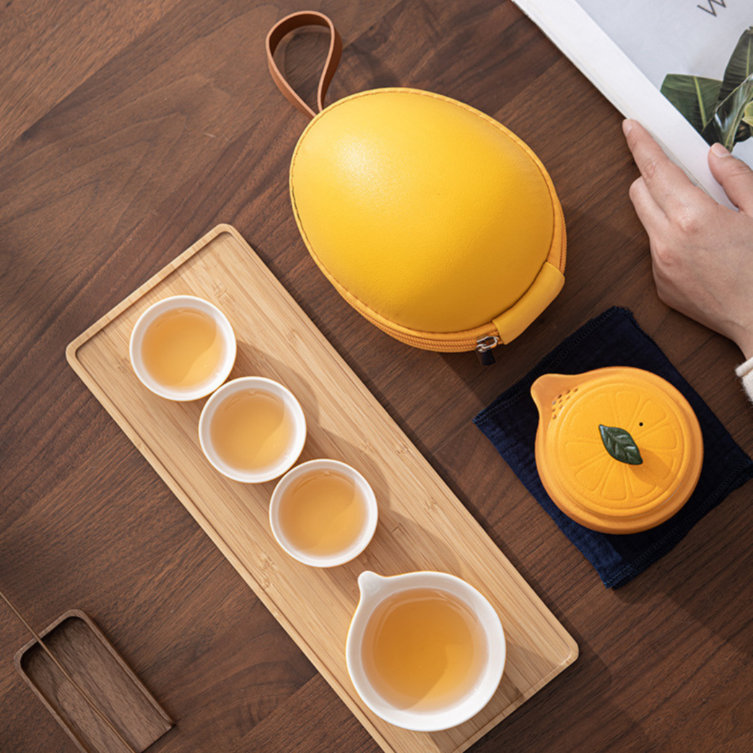 Kishi Orange Portable Tea Set