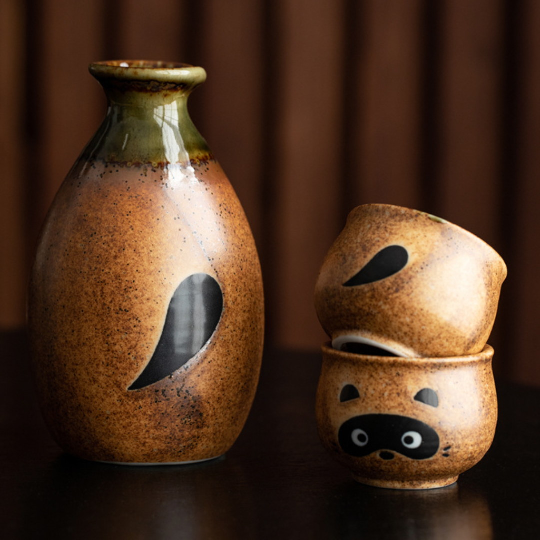 Shigaraki Ware Tanuki Sake Set – Hikari Spirits Shigaraki Ware Tanuki Sake Set – Hikari Spirits
