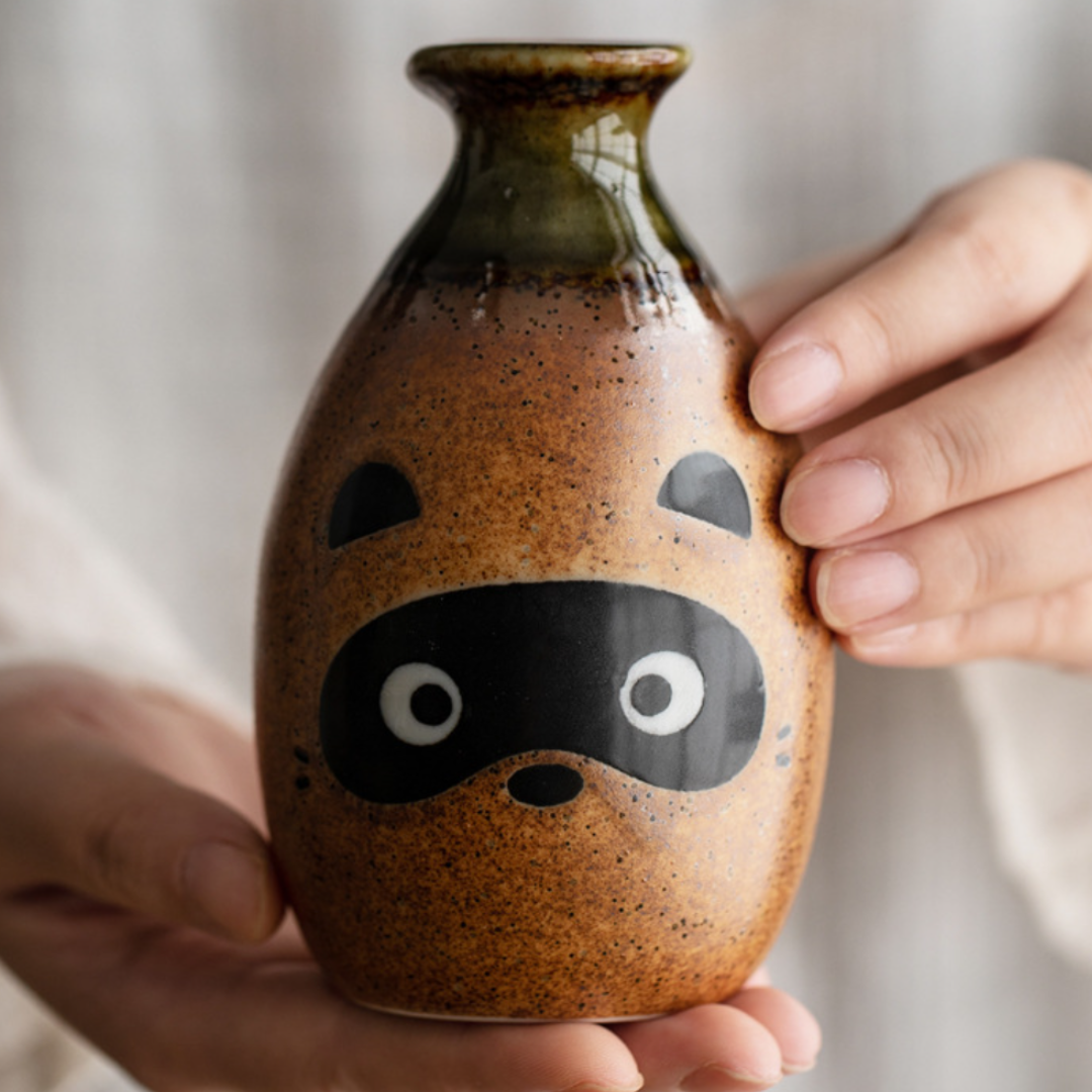 Shigaraki Ware Tanuki Sake Set