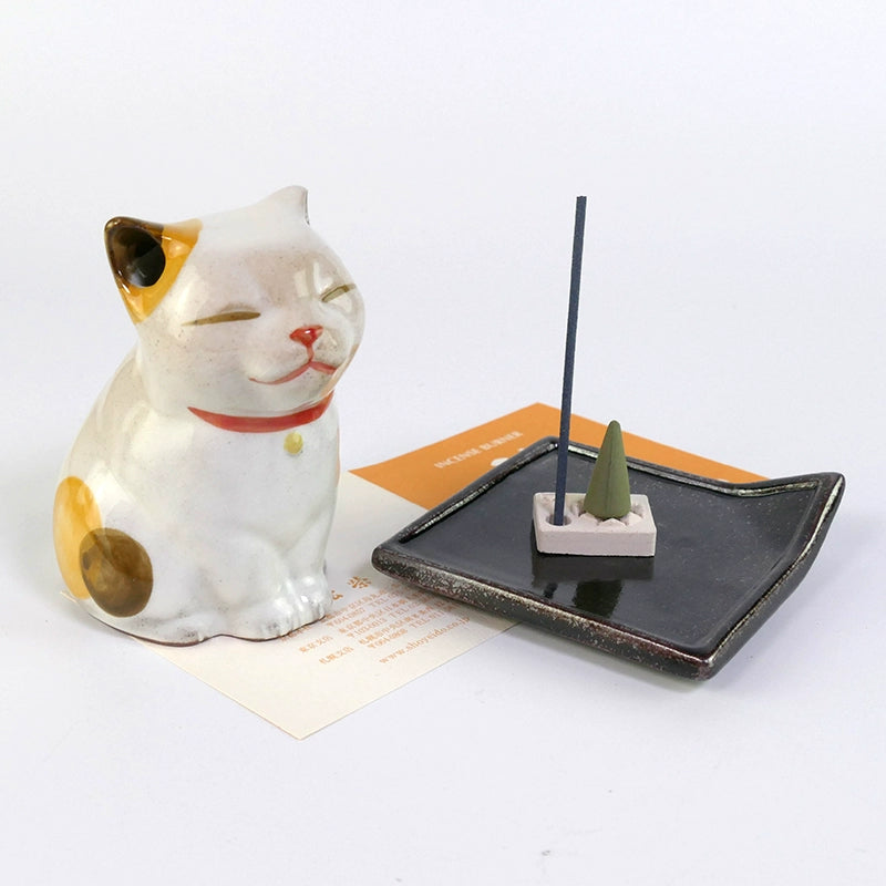 Shoyeido Ceramic Neko Incense Burner - Incense Holder - Hikari Spirits