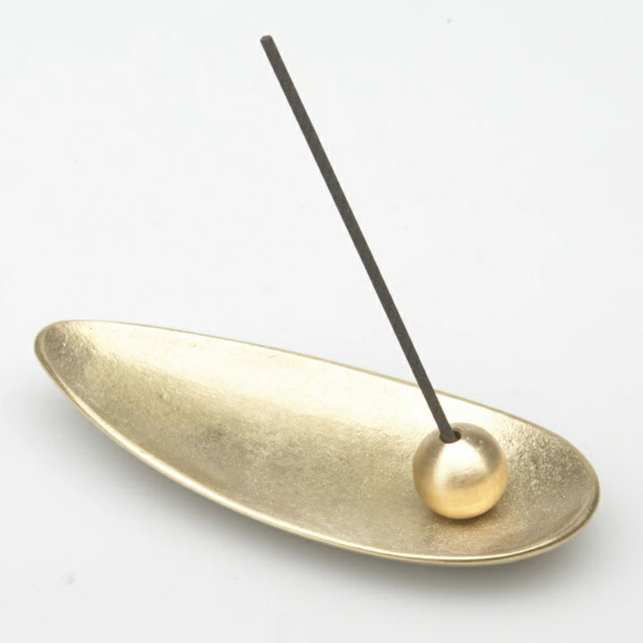 Nousaku Bamboo Leaf-Shaped Tin Incense Holder - Incense Holder - Hikari Spirits