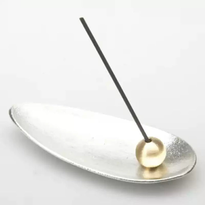 Nousaku Bamboo Leaf-Shaped Tin Incense Holder - Incense Holder - Hikari Spirits