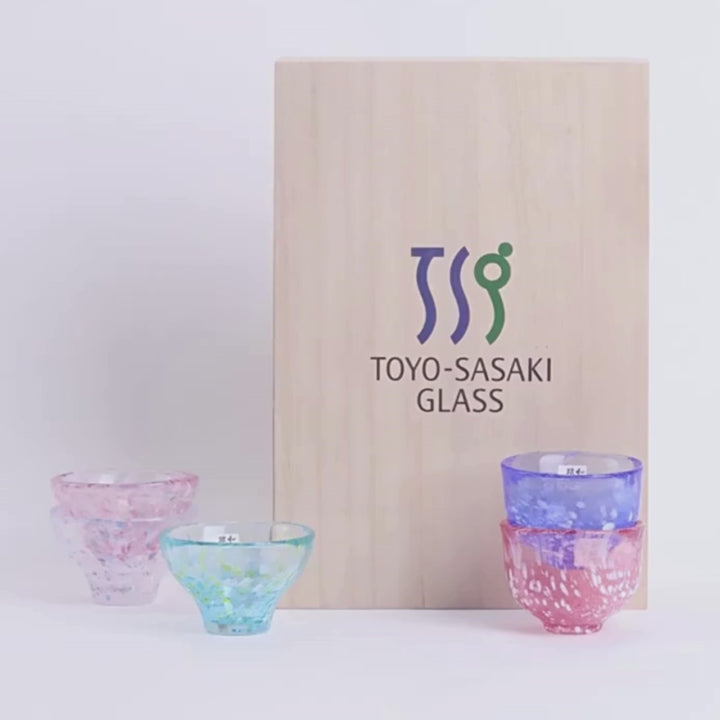 Toyo-Sasaki Colored Glass Sake Cups Housewarming Gift